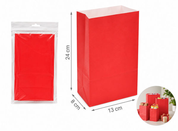 Immagine di Buste Regalo in Carta Rosse 8x13x24 cm - 6 Pezzi