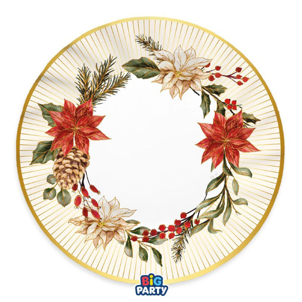 Immagine di Piatti in Carta 30 cm Bouquet de Noël 6 Pezzi