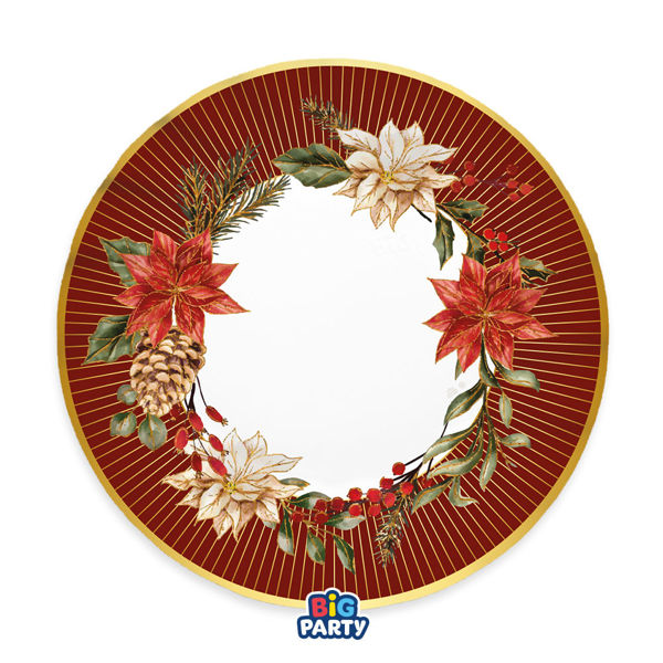 Immagine di Piatti in Carta 25 cm Bouquet de Noël 6 Pezzi