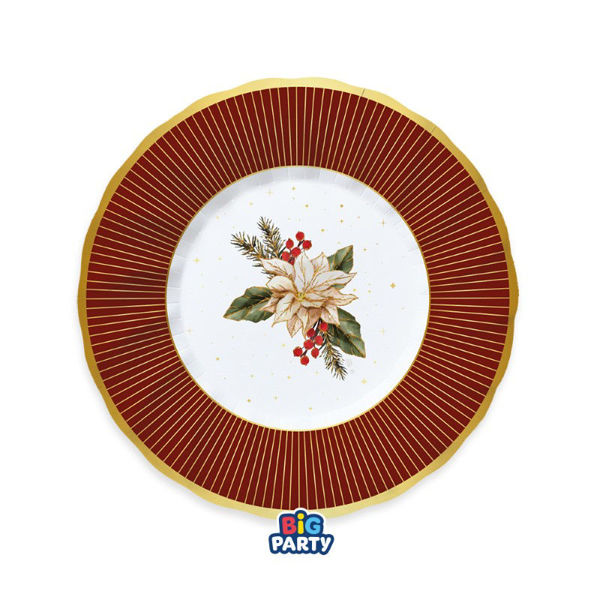 Immagine di Piatti Fondi in Carta 24 cm Bouquet de Noël 6 Pezzi