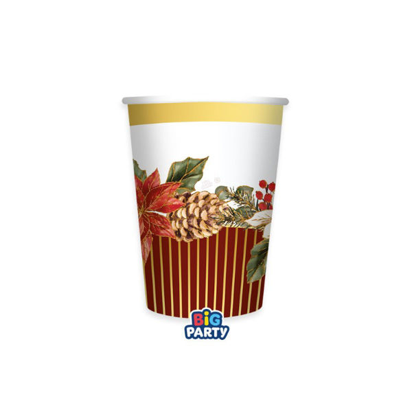 Immagine di Bicchieri in Carta 250 ml Bouquet de Noël 6 Pezzi