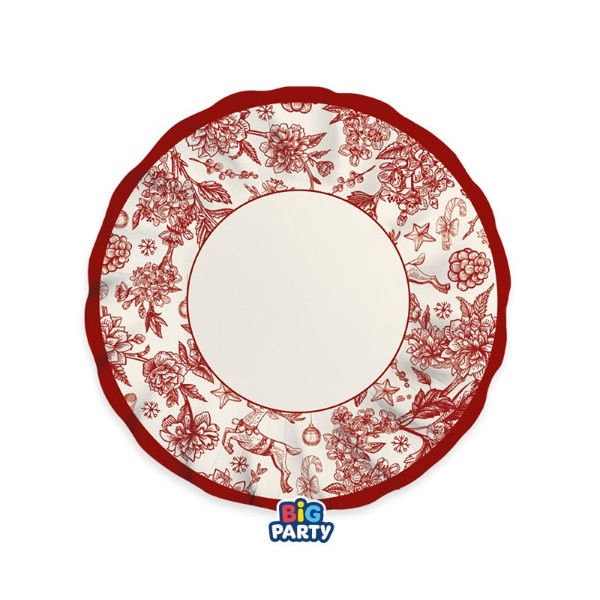 Immagine di Piatti Fondi in Carta 24 cm Red Chinoiserie 6 Pezzi
