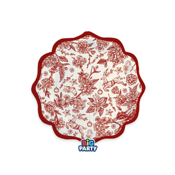 Immagine di Piatti in Carta 20 cm Red Chinoiserie 6 Pezzi