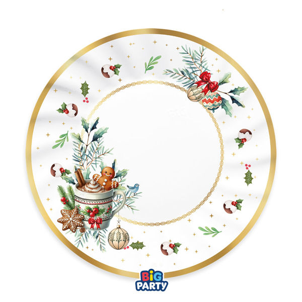 Immagine di Piatti in Carta 25 cm Tartan Gingerbread 6 Pezzi