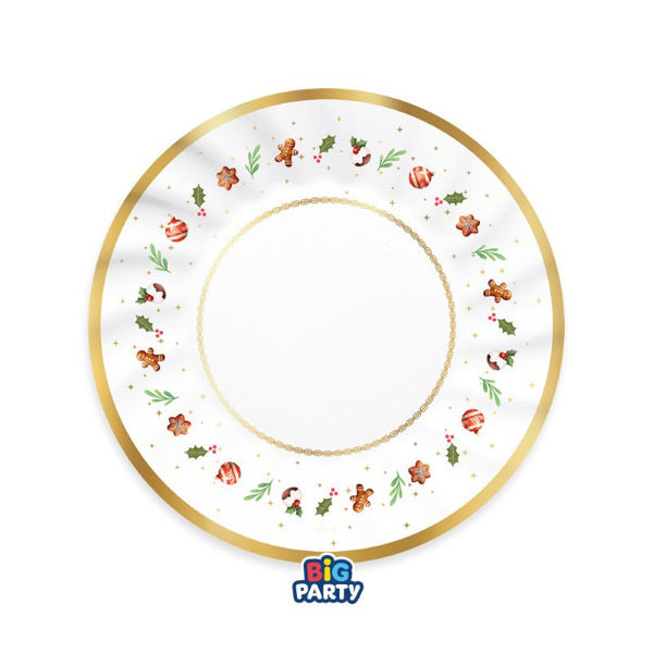 Immagine di Piatti Fondi in Carta 24 cm Tartan Gingerbread 6 Pezzi