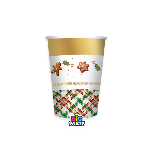 Immagine di Bicchieri in Carta 250 ml Tartan Gingerbread 6 Pezzi