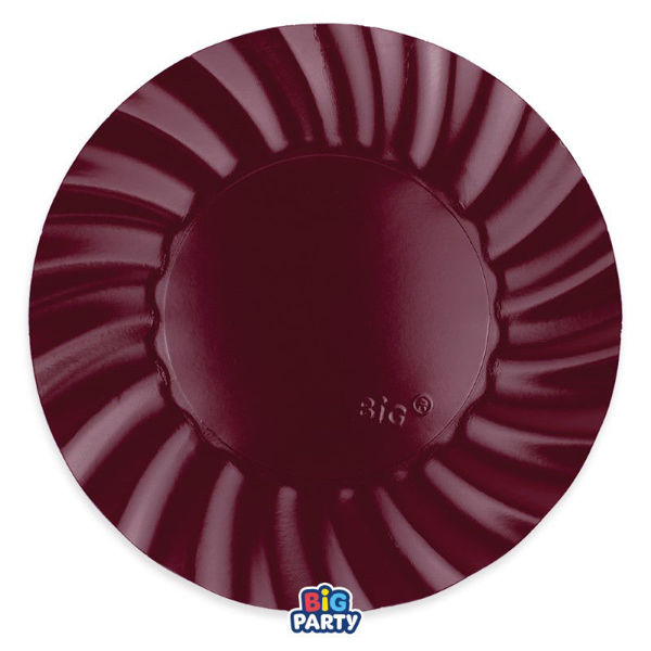 Immagine di Piatti in Carta 30 cm Wavy Borgogna 6 Pezzi