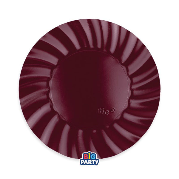 Immagine di Piatti in Carta 25 cm Wavy Borgogna 6 Pezzi