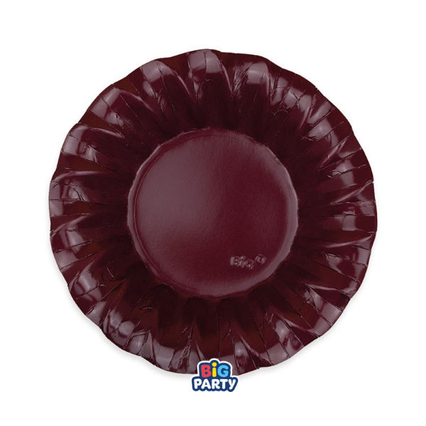 Immagine di Piatti Fondi in Carta 24 cm Wavy Borgogna 6 Pezzi