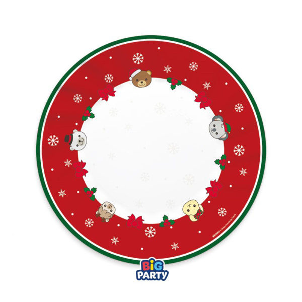 Immagine di Piatti Fondi in Carta 24 cm Teddy Friends by THUN Christmas 6 Pezzi