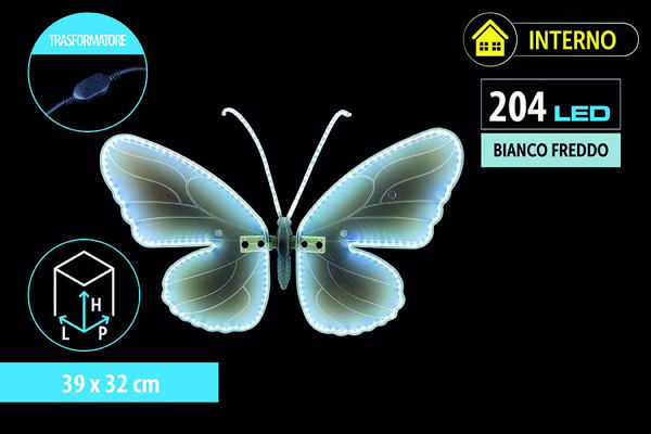 Immagine di Farfalla Luminosa Natalizia 204 LED Bianco Freddo 39x32 cm