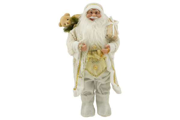Immagine di Babbo Natale Decorativo Bianco e Oro 120 cm