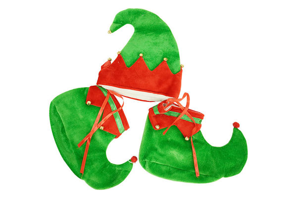 Immagine di Set elfo con cappello e copriscarpe, 25x30 cm e 21 cm