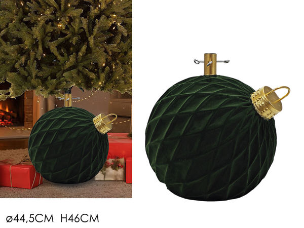 Immagine di Base per Albero di Natale a Sfera Verde in Velluto Ø44,5x46 cm